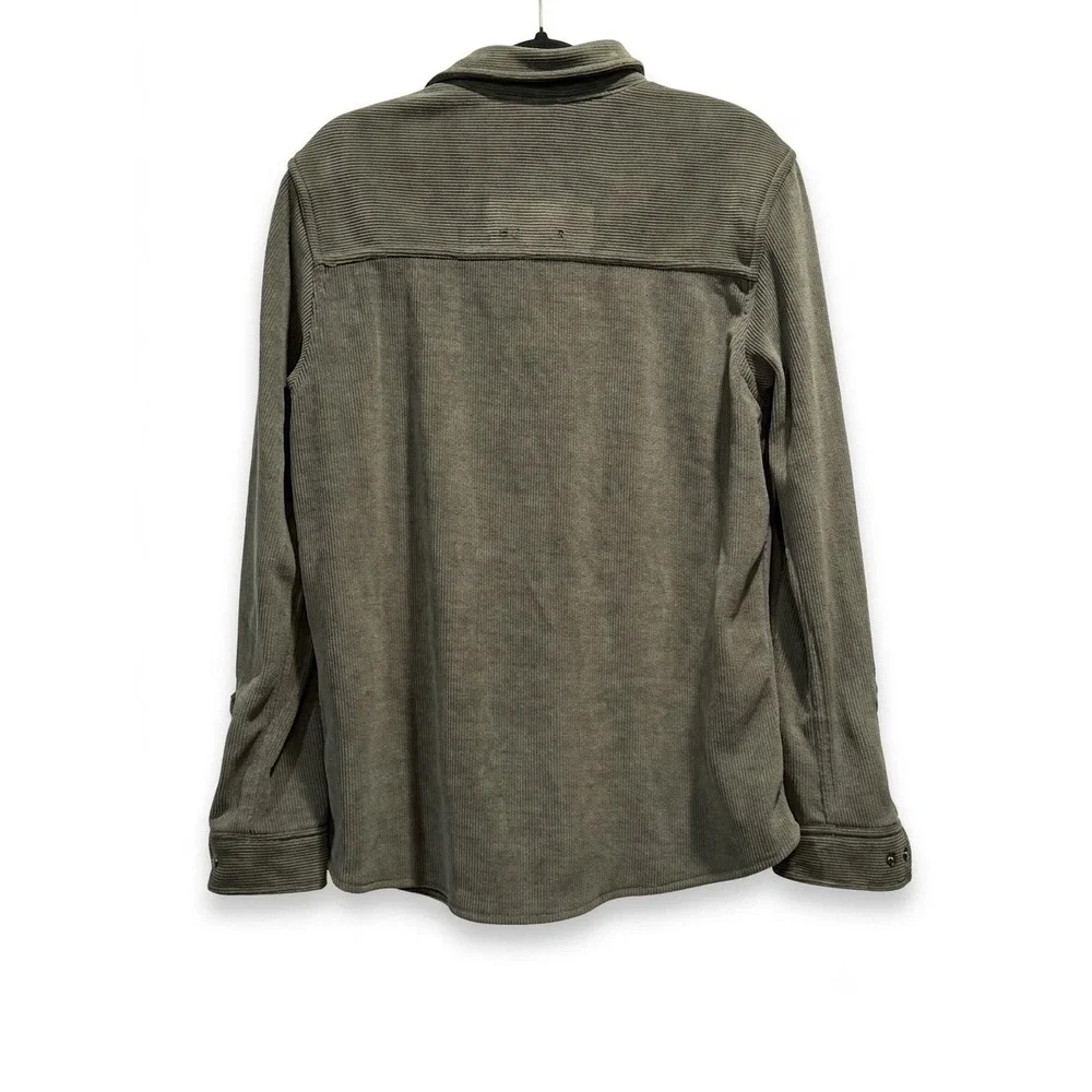 Spyder Mens Corduroy Snap Front Shirt Jacket Olive Green Fleece Lined Large